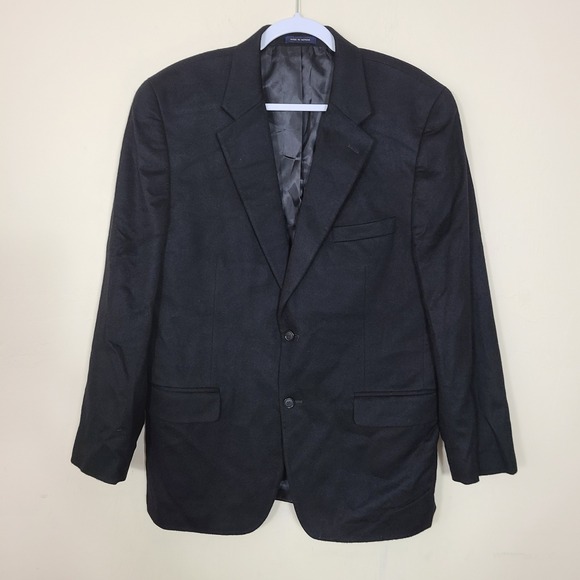 Black 100% Cashmere Mens 42R Blazer Old Money Preppy Quiet Lux Academia Winter - Picture 2 of 12